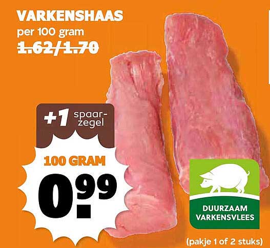 VARKENSHAAS per 100 gram +1 spaarzegel