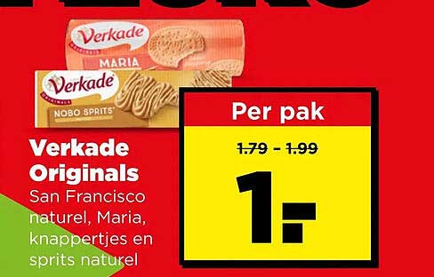 Verkade Originals San Francisco naturel, Maria, knappertjes en sprits naturel
