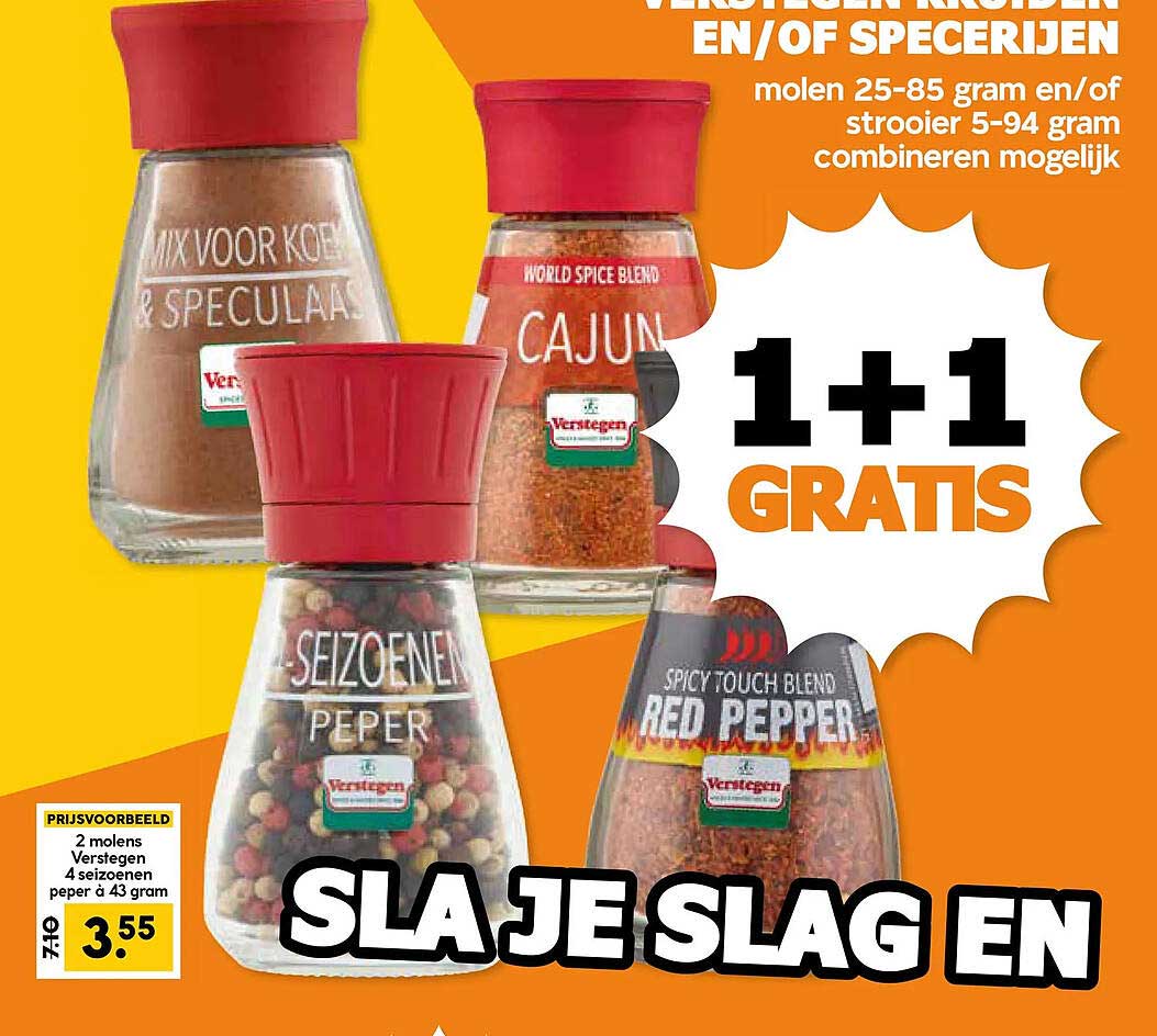 Verstegen kruiden en/of specerijen 1+1 gratis