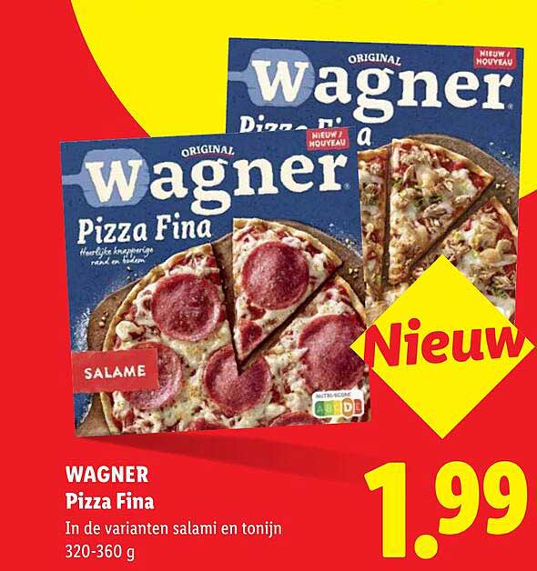 WAGNER Pizza Fina In de varianten salami en tonijn 320-360 g Nieuw