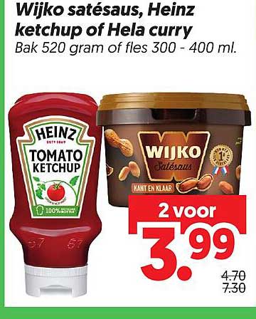 Wijko satésaus, Heinz ketchup of Hela curry
