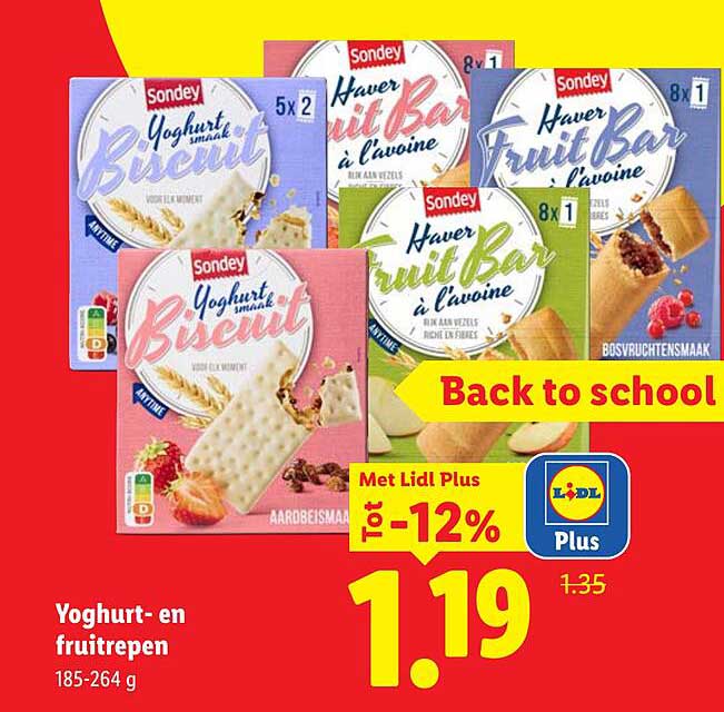 Yoghurt- en fruitrepen