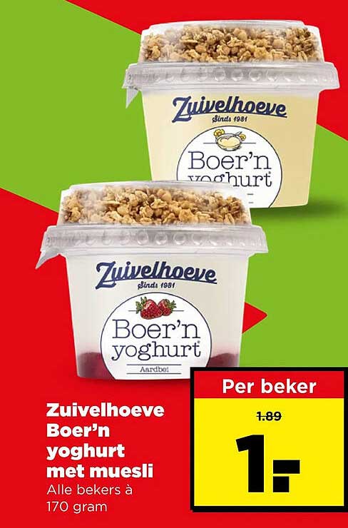 Zuivelhoeve Boer’n yoghurt met muesli