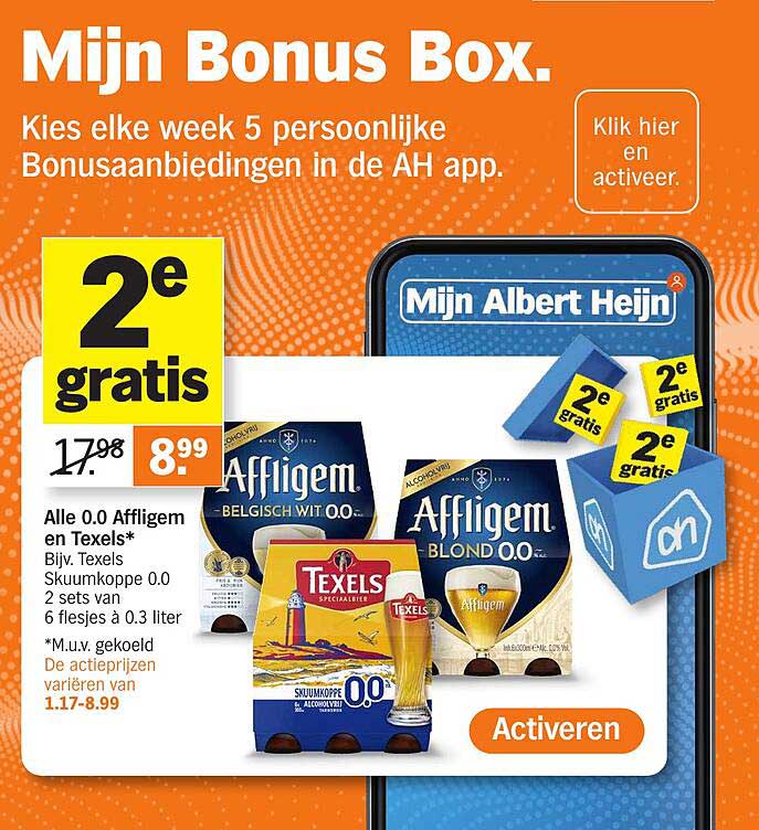 Alle 0.0 Affligem en Texels* Blijv. Texels Skuumkoppe 0.0 2 set van 6 flesjes a 0.3 liter