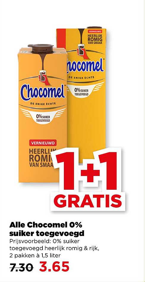 Alle Chocomel 0% suiker toegevoegd
