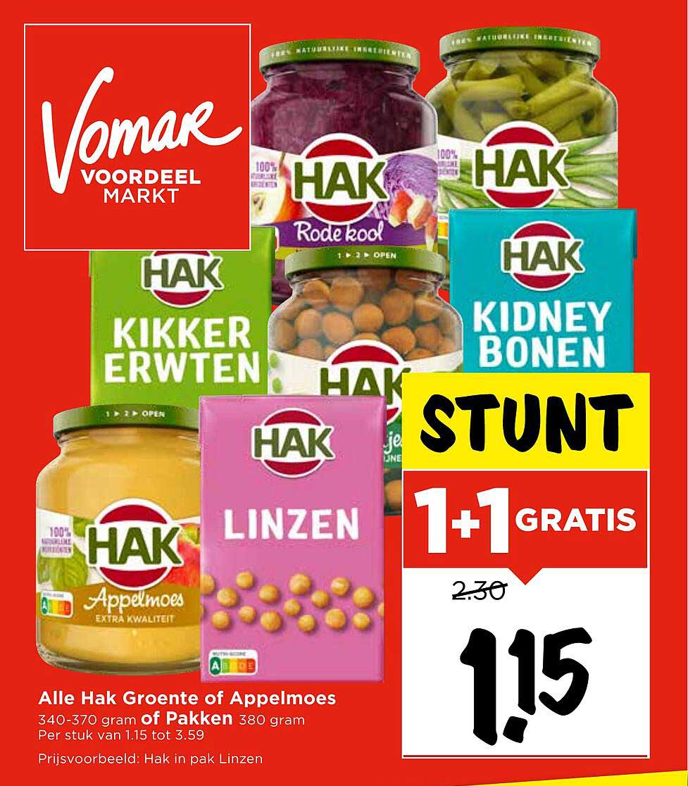 Alle Hak Groente of Appelmoes 340-370 gram of Pakkens 380 gram