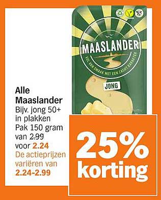 Alle Maaslander Blijv. jong 50+ in plakken Pak 150 gram van 2.99 voor 2.24