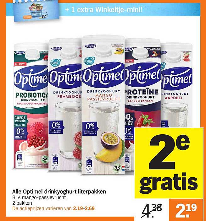Alle Optimel drinkyoghurt literpakken