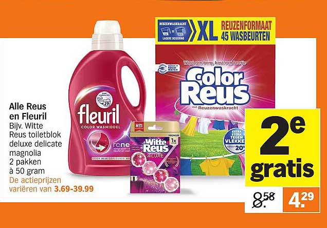 Alle Reus en Fleuril Bijv. Witte Reus toiletblok deluxe delicate magnolia 2 pakken à 50 gram