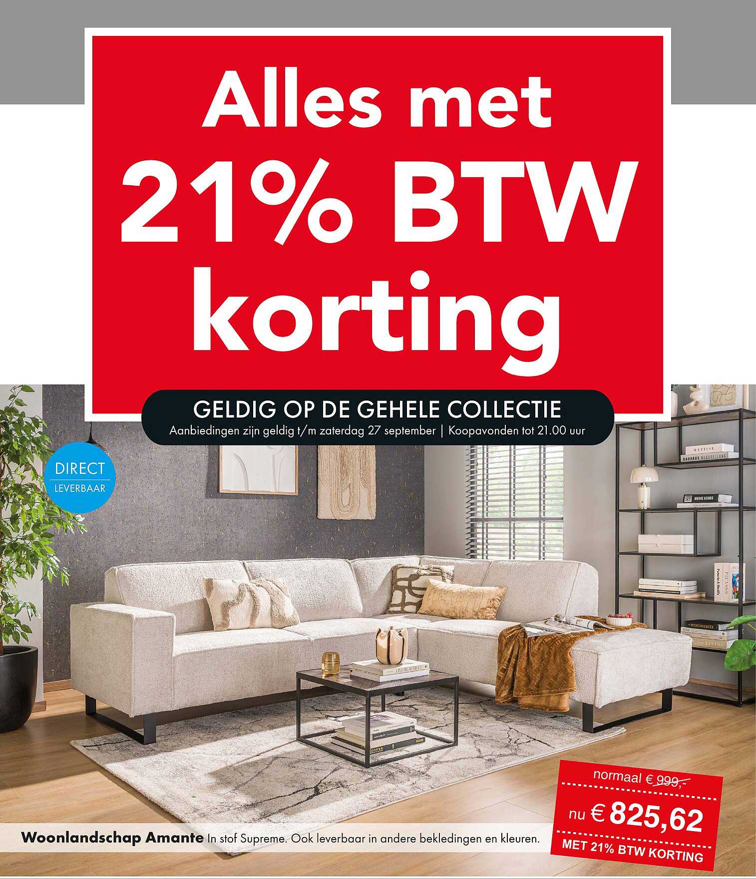 Alles met 21% BTW korting