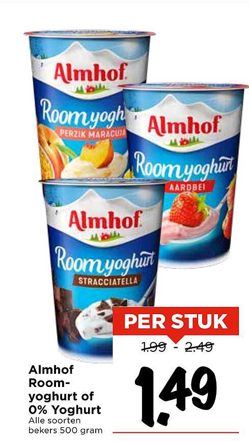 Almhof Roomyoghurt of 0% Yoghurt