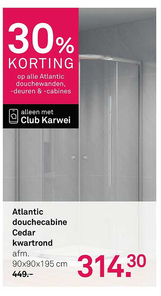 Atlantic douchecabine Cedar kwart rond