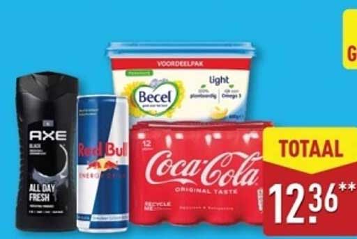 Axe Black Shampoo en Douchegel, Red Bull Energy Drink, Becel Light en Coca-Cola