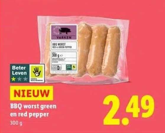 BBQ worst green en red pepper