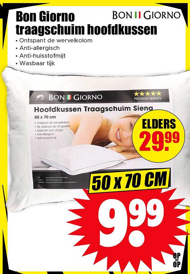 Bon Giorno traagschuim hoofdkussen