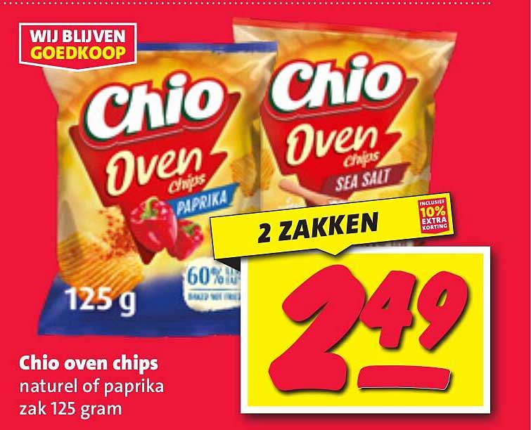 Chio oven chips naturel of paprika zak 125 gram