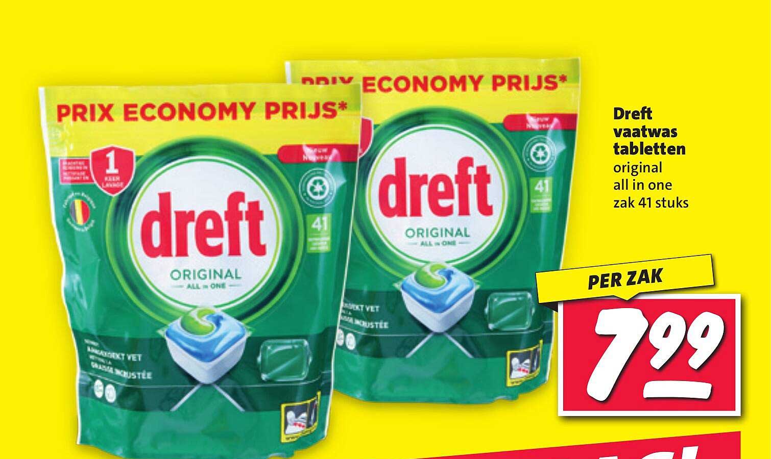 Dreft vaatwas tabletten original all in one zak 41 stuks