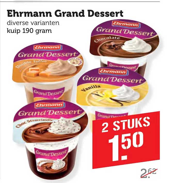 Ehrmann Grand Dessert diverse varianten kuip 190 gram