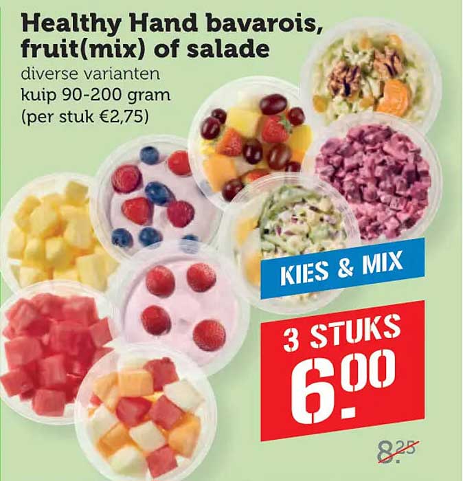 Healthy Hand bavarois, fruit(mix) of salade