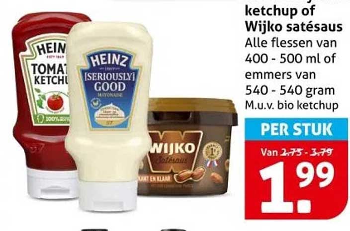 Heinz ketchup of Wijko satésaus