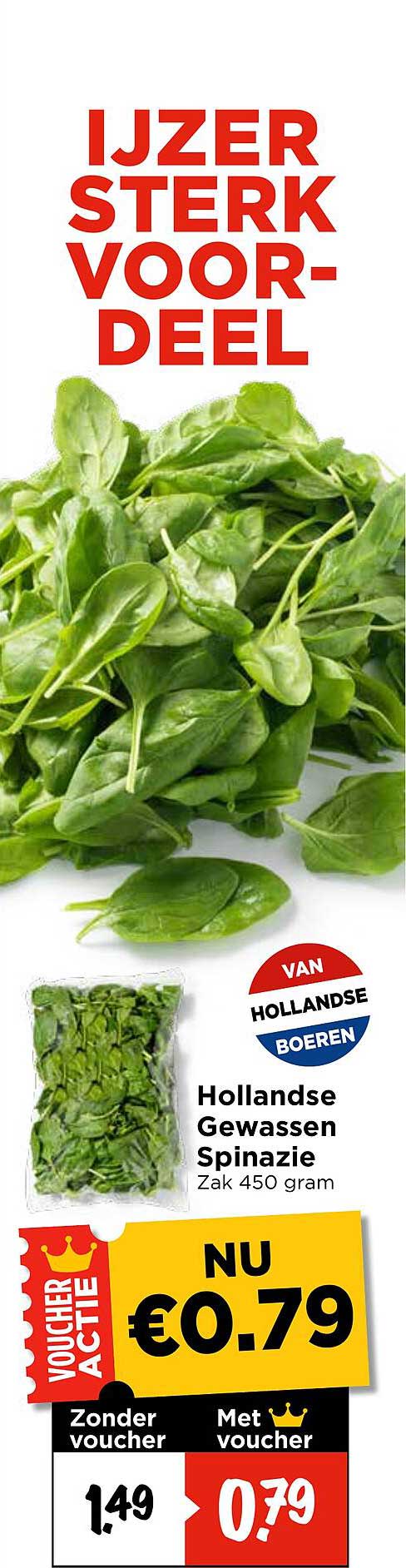 Hollandse Gewassen Spinazie Zak 450 gram