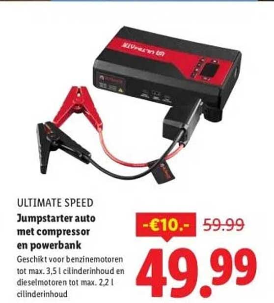 Jumpstarter auto met compressor en powerbank
