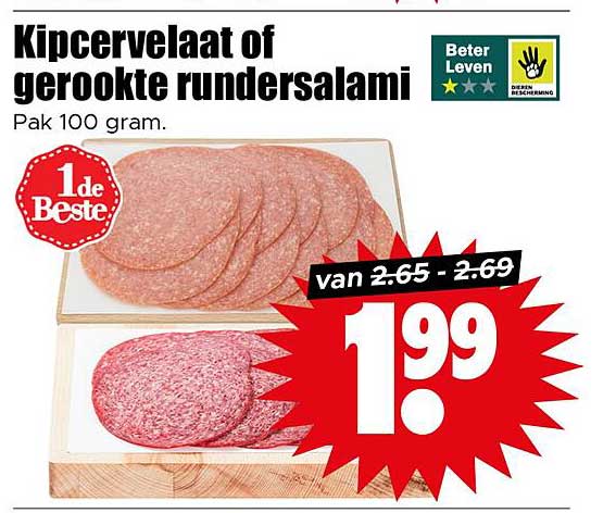 Kipcervelaat of gerookte rundersalami
