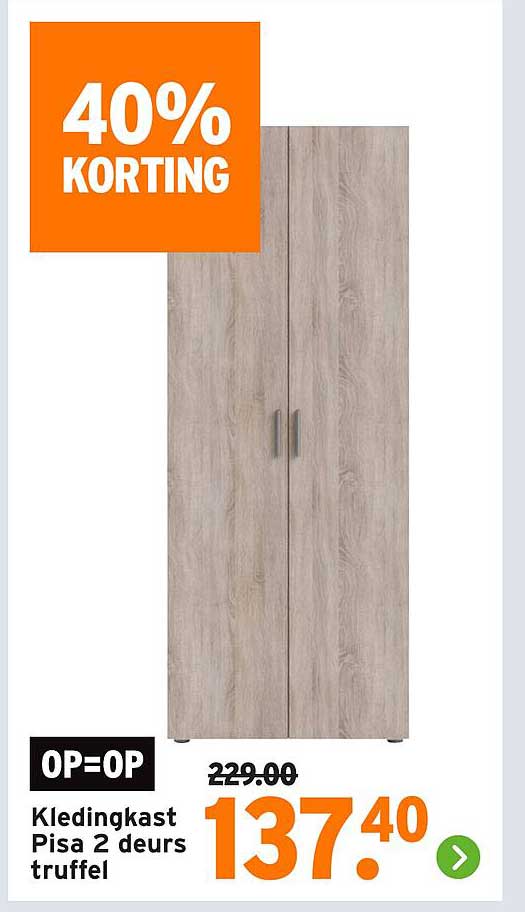 Kledingkast Pisa 2 deurs truffel