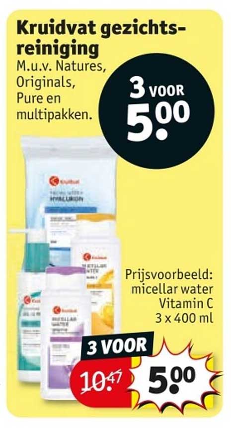 Kruidvat gezichtsreiniging M.u.v. Natures, Originals, Pure en multipakken.