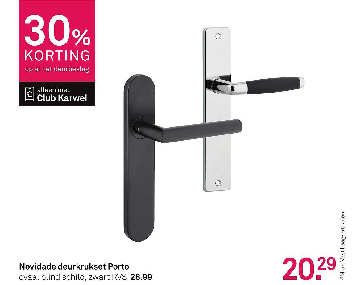 Novidade deurkruiset Porto ovaal blind schild, zwart RVS