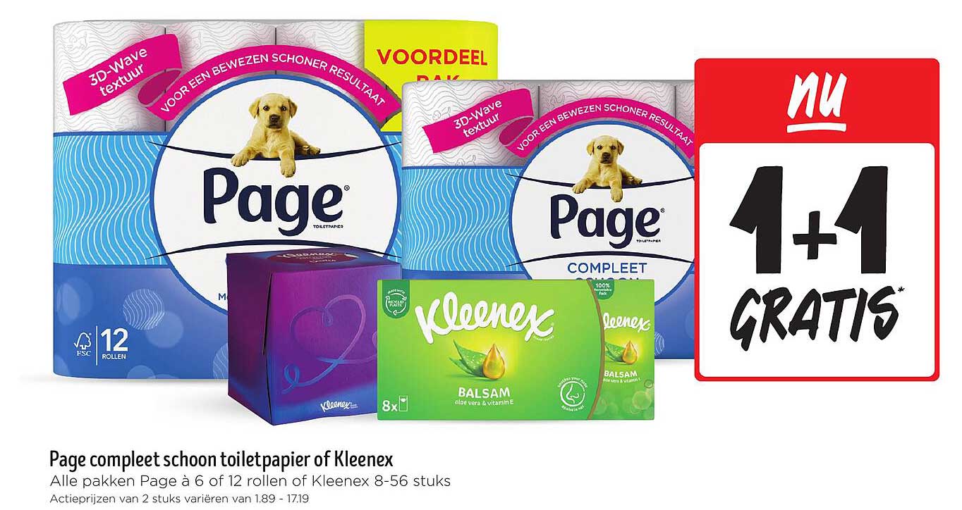 Page compleet schoon toiletpapier of Kleenex