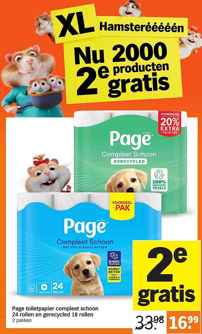 Page toiletpapier compleet schoon 24 rollen en gerecycled 18 rollen