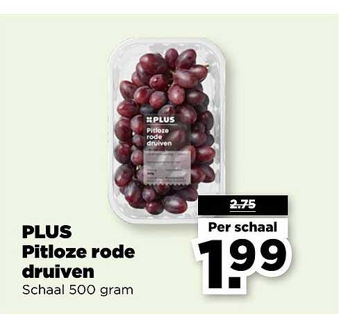 PLUS Pitloze rode druiven Schaal 500 gram