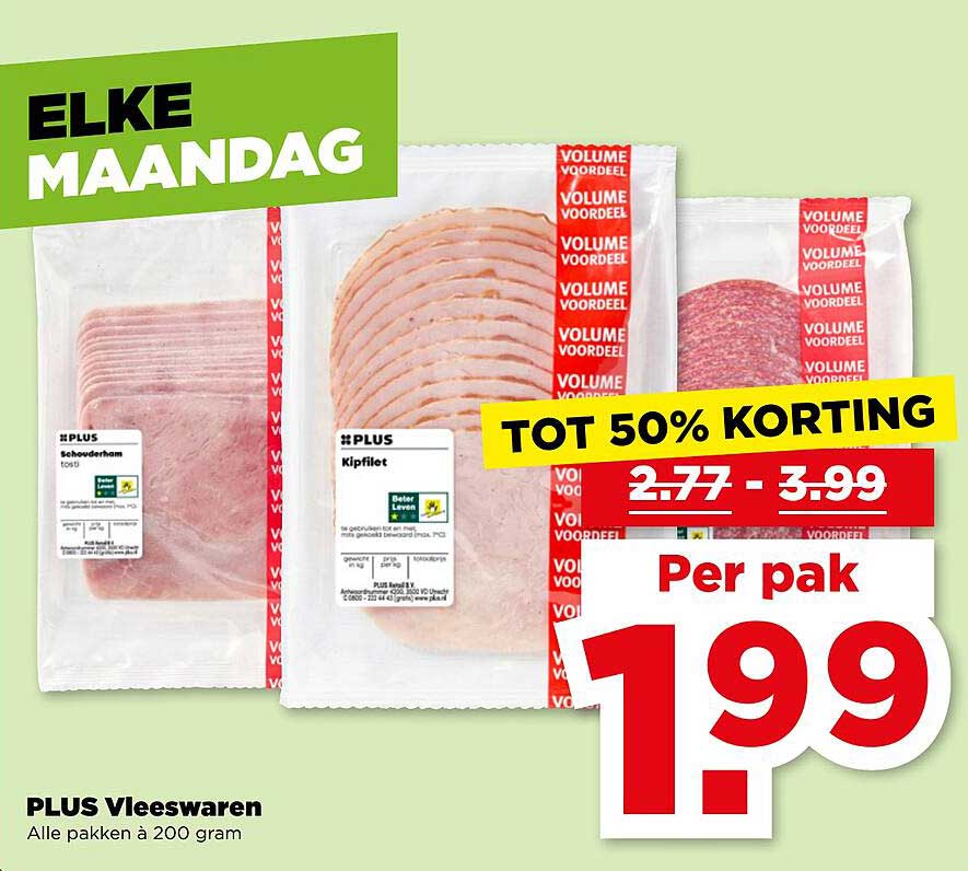 PLUS Vleeswaren - Alle pakken à 200 gram