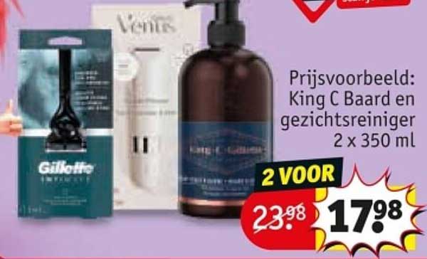 Prijsvoorbeeld: King C Baard en gezichtsreiniger 2 x 350 ml