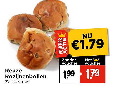 Reuze Rozijnenbollen Zak 4 stuks