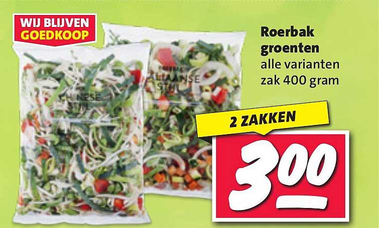 Roerbak groenten alle varianten zak 400 gram