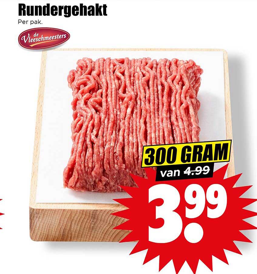 Rundergehakt 300 gram van 4.99 voor 3.99