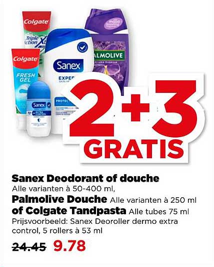 Sanex Deodorant of douche, Palmolive Douche of Colgate Tandpasta