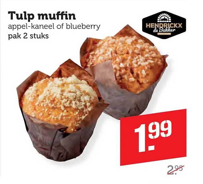 Tulp muffin appel-kaneel of blueberry pak 2 stuks