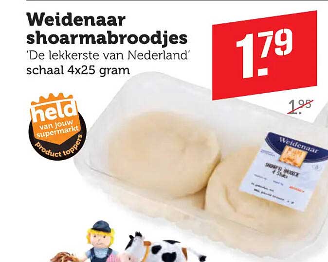 Weidenaar shoarmabroodjes 'De lekkerste van Nederland' schaal 4x25 gram