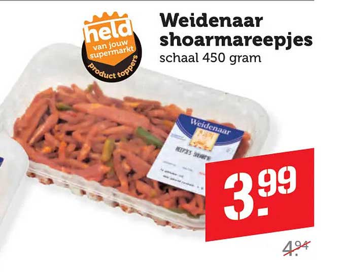 Weidenaar shoarmareepjes schaal 450 gram