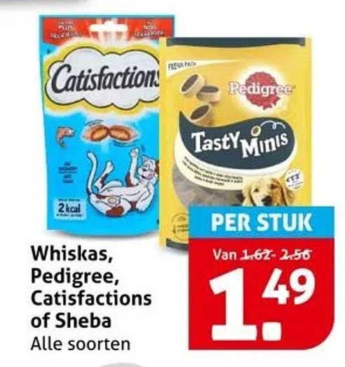 Whiskas, Pedigree, Catsfactions of Sheba - Alle soorten