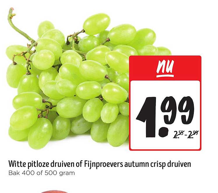 Witte pitloze druiven of Fijnproevers autumn crisp druiven