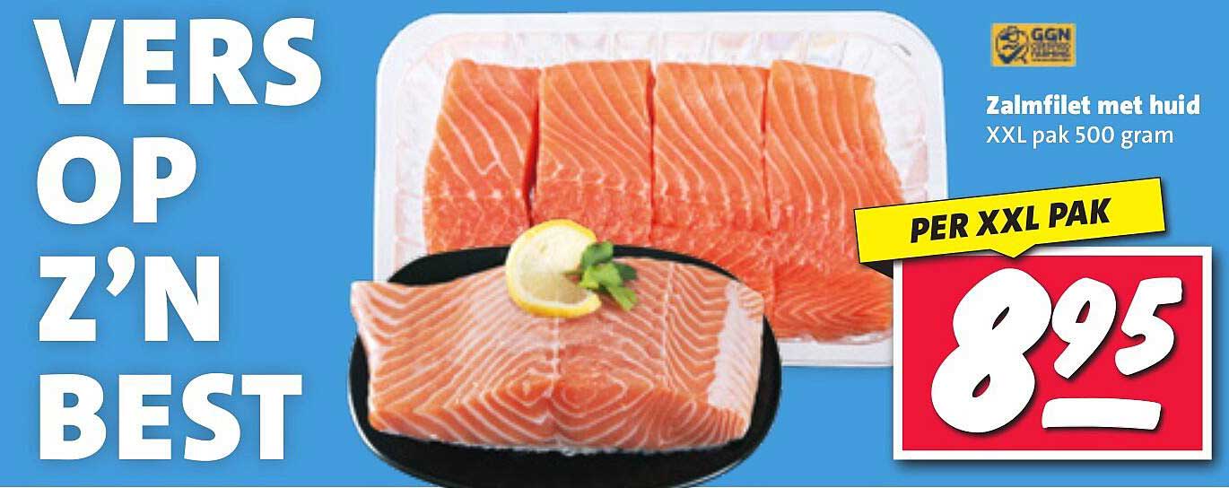 Zalmfilet met huid XXL pak 500 gram