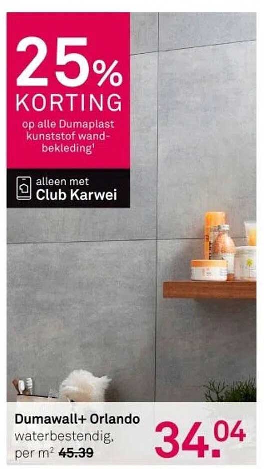 25% KORTING op alle Dumaplast kunststof wand-bekleding
