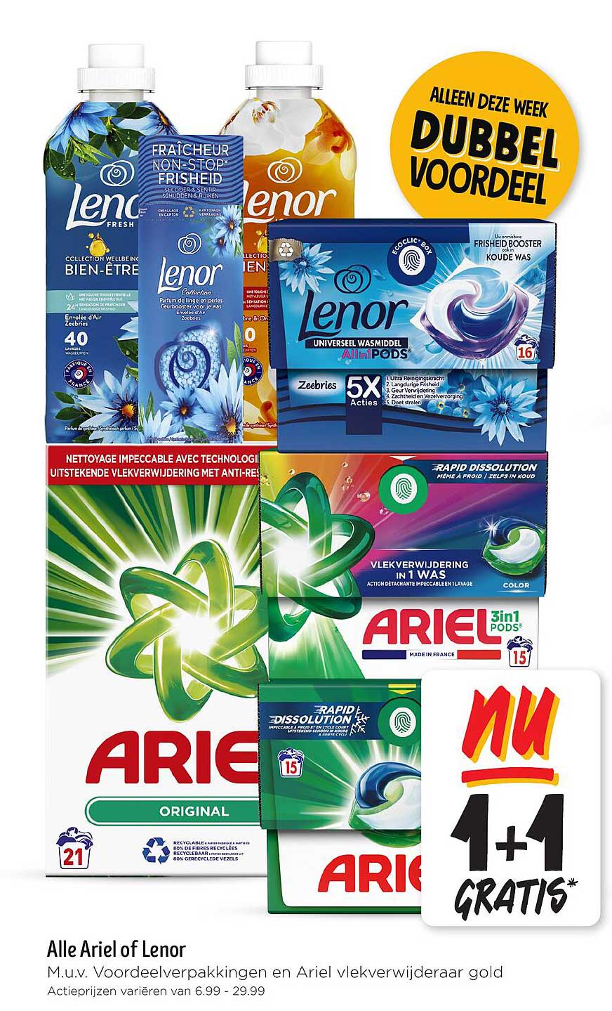 Alle Ariel of Lenor M.u.v. Voordeelverpakkingen en Ariel vlekverwijderaar gold