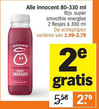 Alle innocent 80-330 ml Bijv. super smoothie energie 2 flesjes à 300 ml