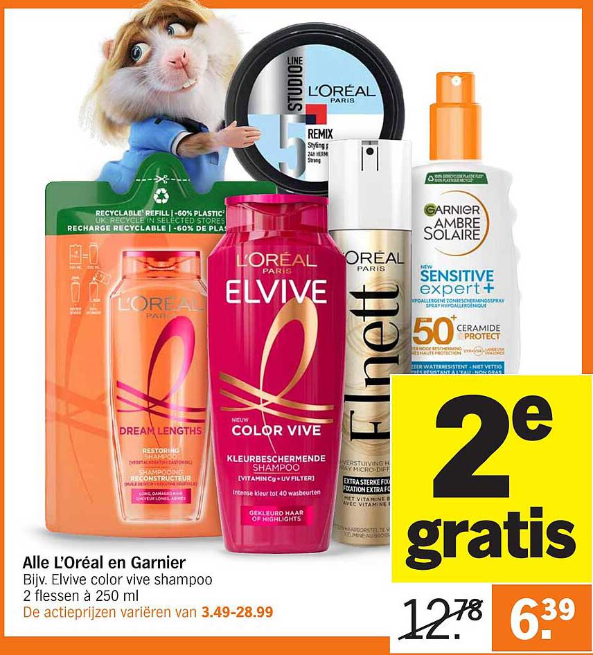 Alle L’Oréal en Garnier Bijv. Elvive color vive shampoo