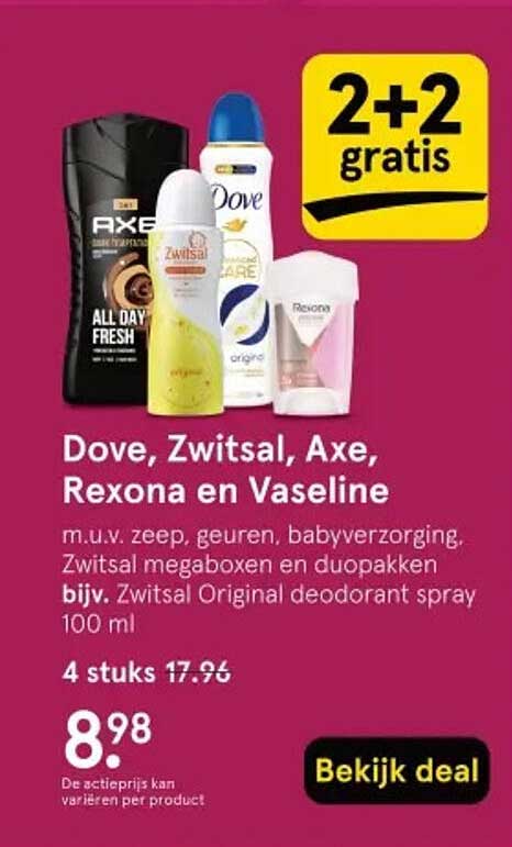 Dove, Zwitsal, Axe, Rexona en Vaseline